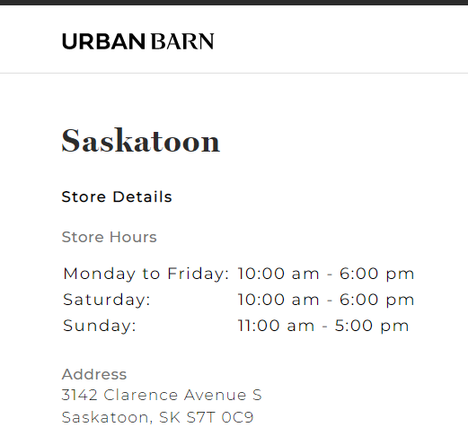 Urban Barn Saskatoon