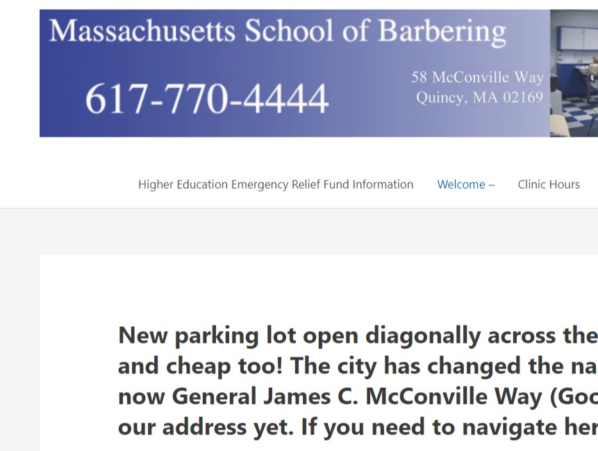 Massachusetts School-Barbering ( Seniors = $2.00 )