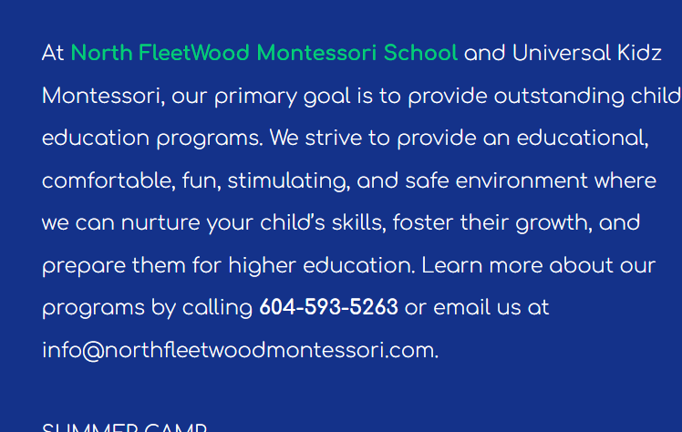 North Fleetwood Montessori preschool and Daycare