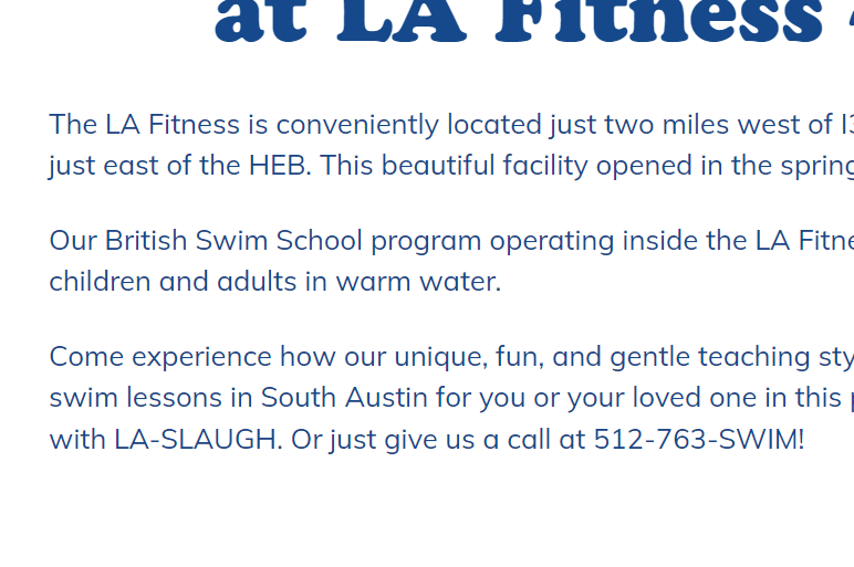 British Swim School of LA Fitness Austin - Slaughter Ln