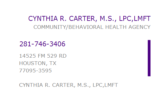 Cynthia R. Carter, M.S., LPC-S, LMFT
