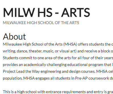Milwaukee High School of the Arts