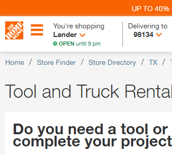 Tool & Truck Rental Center at The Home Depot