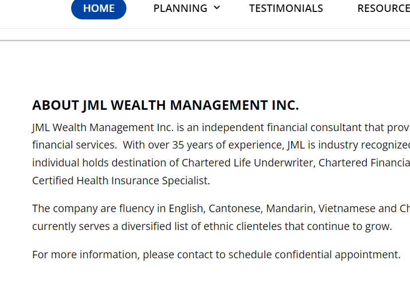 JML WEALTH MANAGEMENT INC.