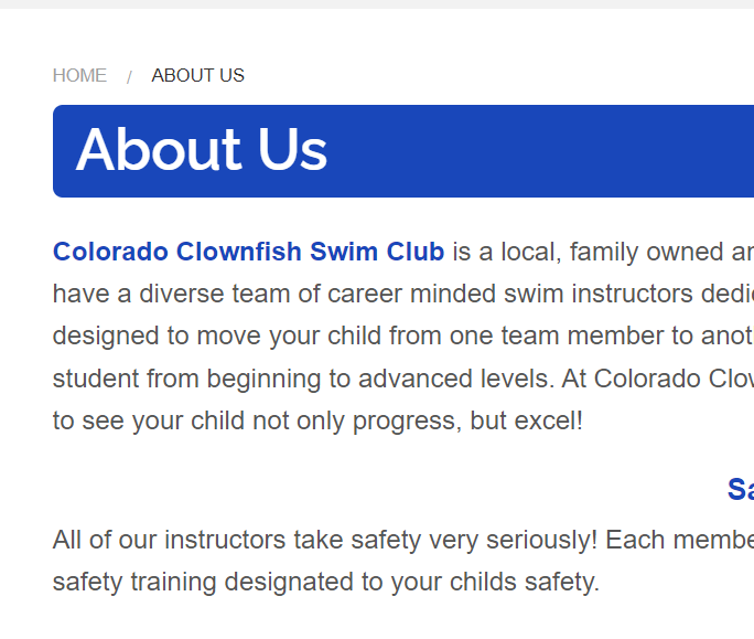 Colorado Clownfish Swim Club
