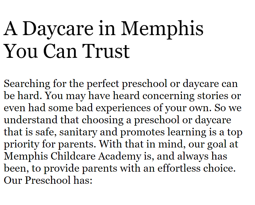 Memphis Childcare Academy