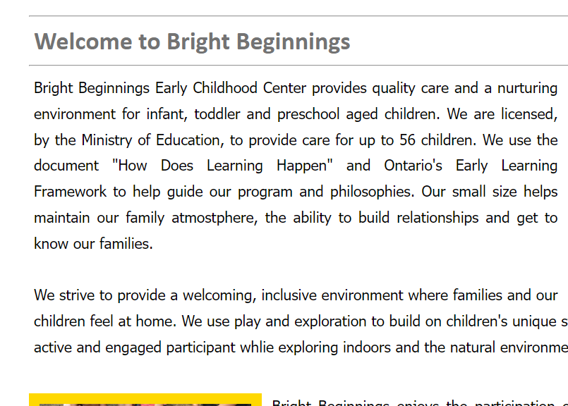 Bright Beginning Early Childhood Centre