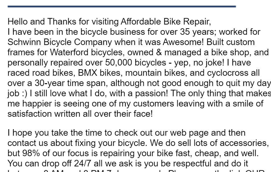 Affordable Bike Repair