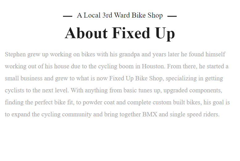 Fixed Up Bike Shop