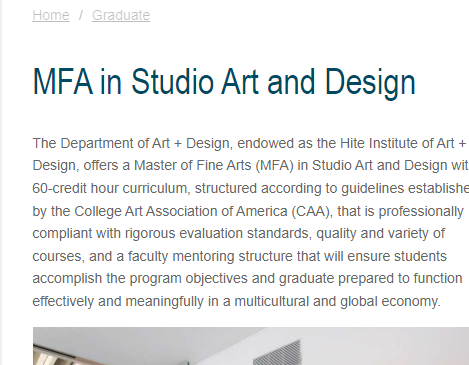 Hite Art Institute MFA Studio & Galleries