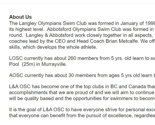 Langley Olympians Swim Club