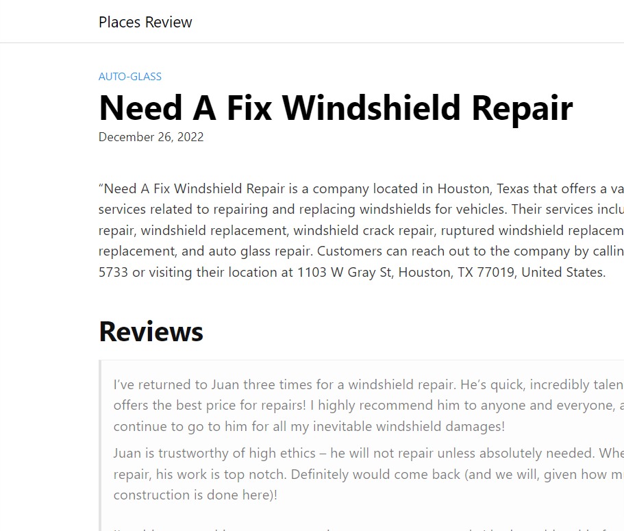 Need A Fix Windshield Repair
