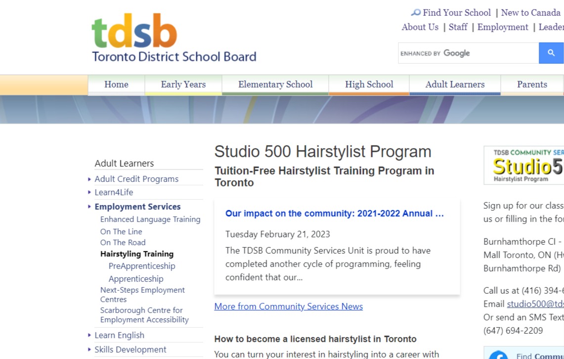 Studio 500 Hairstylist Apprenticeship Program
