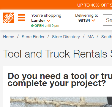 Tool & Truck Rental Center at The Home Depot