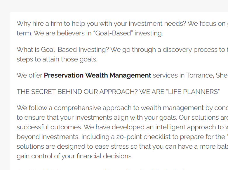 WMPLAINC  Wealth Management