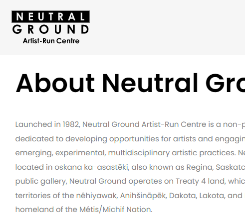 Neutral Ground Artist Run Centre