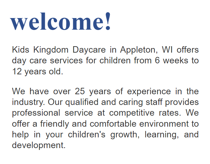 Kid's Kingdom Day Care Inc