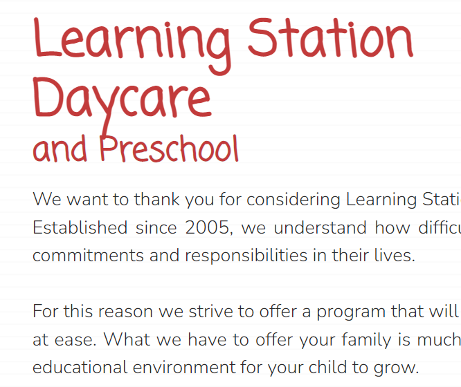 Learning Station Daycare and Preschool
