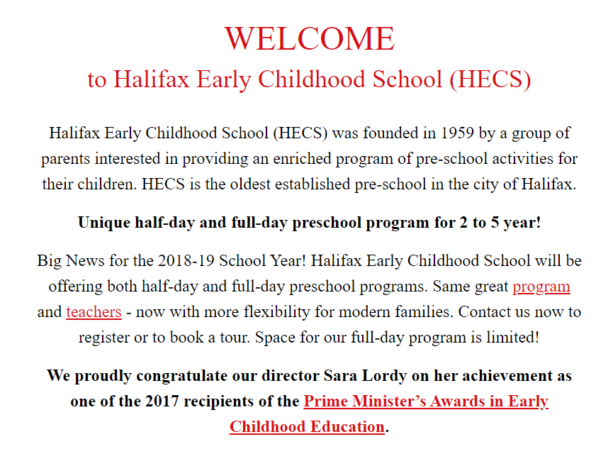 Halifax Early Childhood School