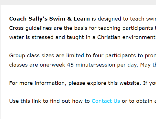 Coach Sally's Swim & Learn