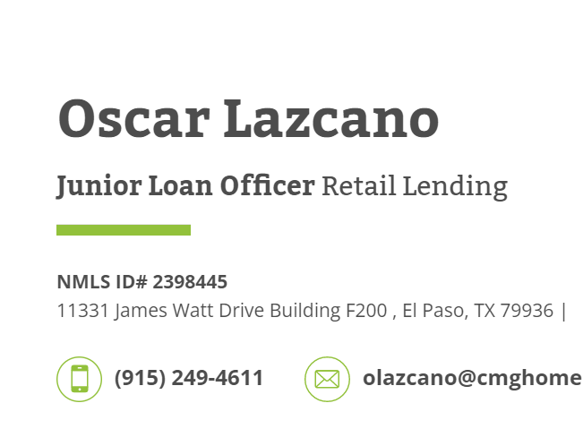 Oscar Lazcano - CMG Financial Mortgage Loan Officer NMLS# 2398445