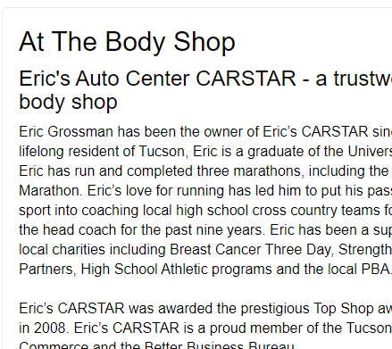Eric's Auto Center CARSTAR