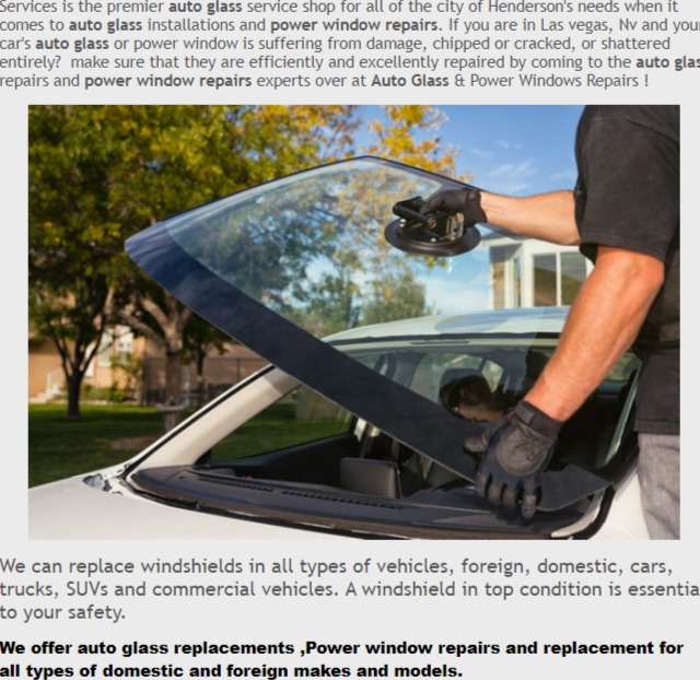 Auto Glass & Auto Power Window Repairs Las Vegas , NV