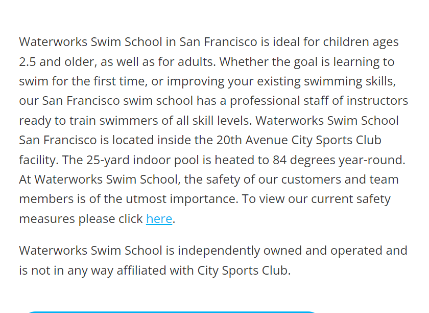 Waterworks Swim School San Francisco